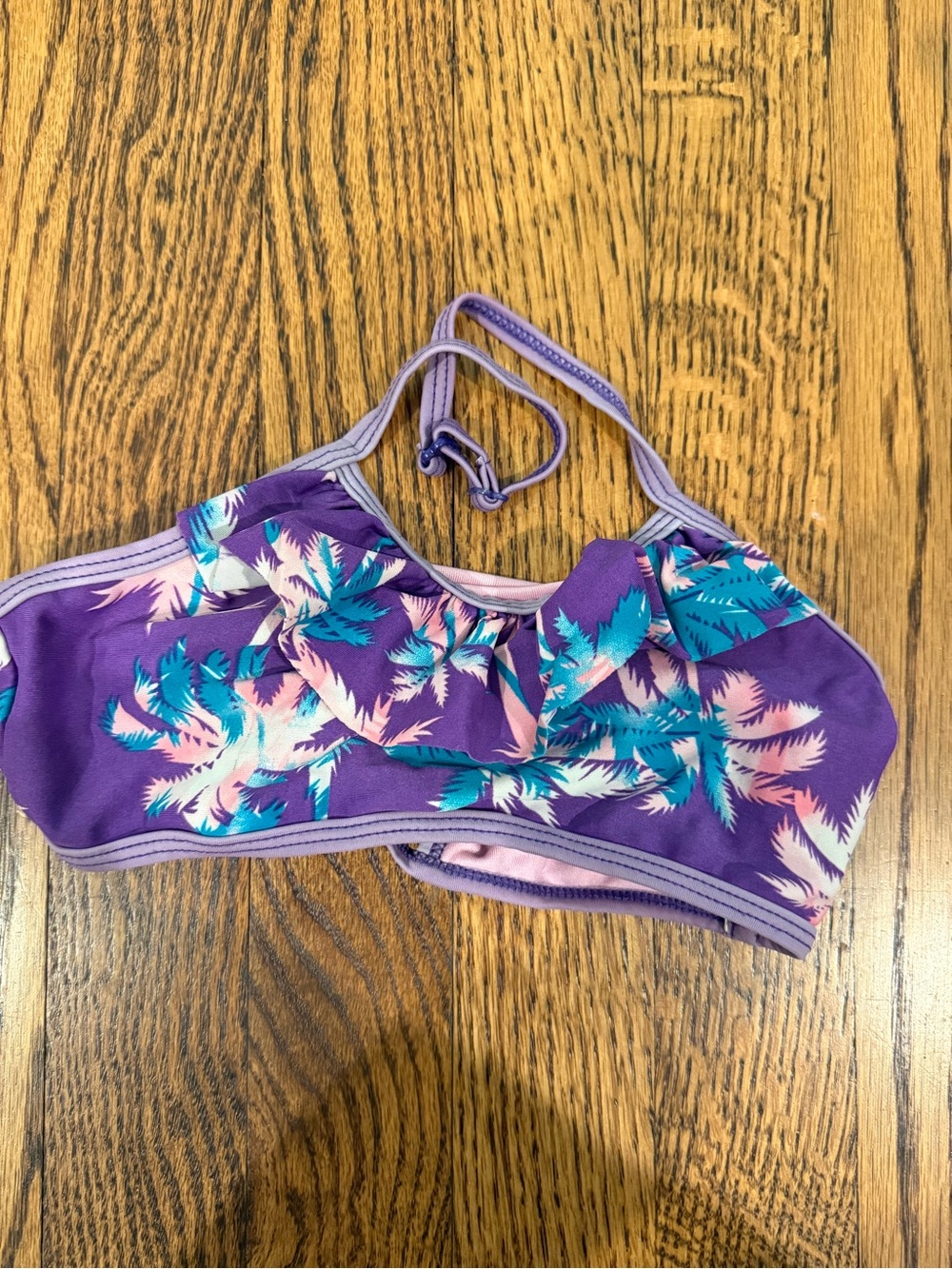 Appaman Purple Bikini Top with Teal & Pink Palm Print
